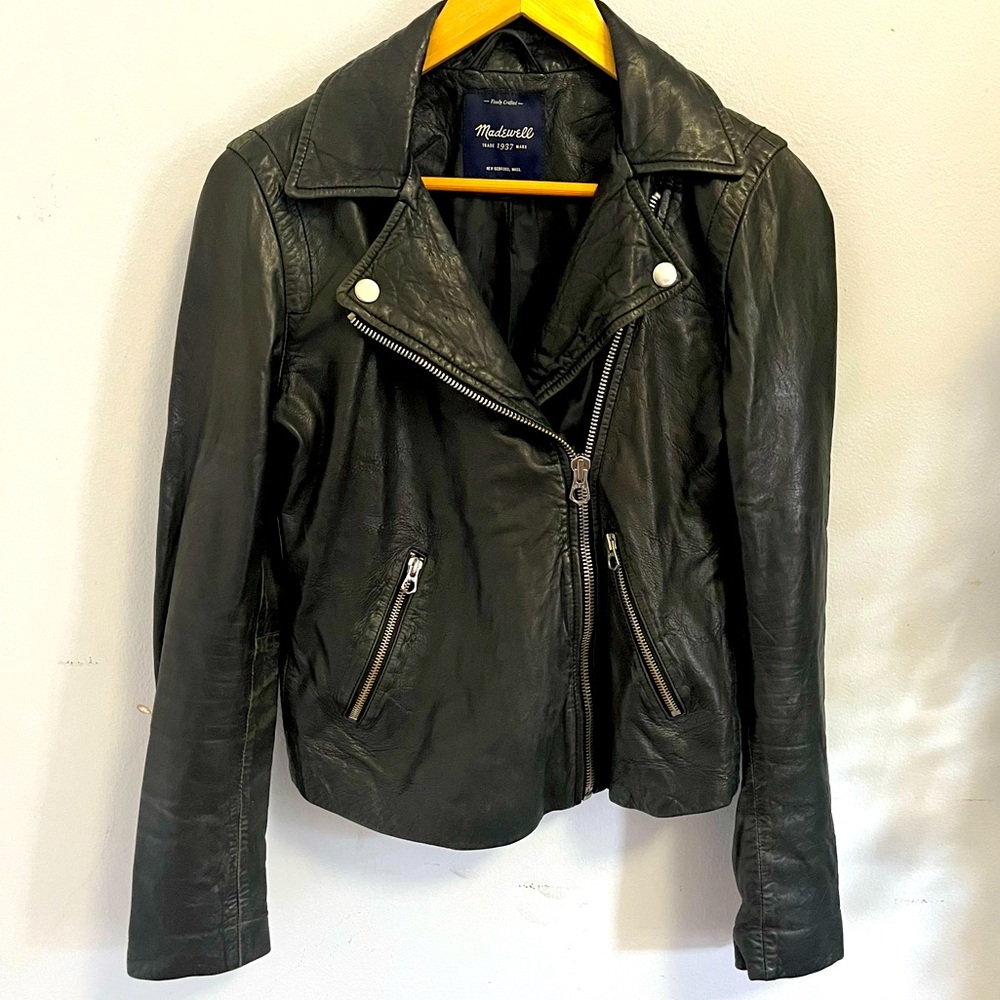 DAMAGED Madewell Black Leather Jacket XS